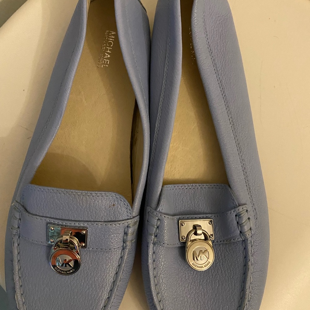 Michael Kors Women's Light Blue Leather Moccasin Loafers